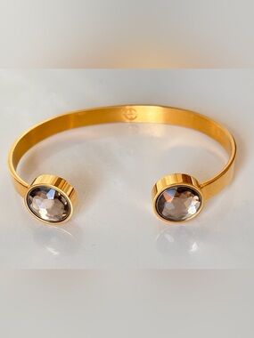 Mi Moneda Alma Gold Plated Armband smoky crystals and a faceted design.